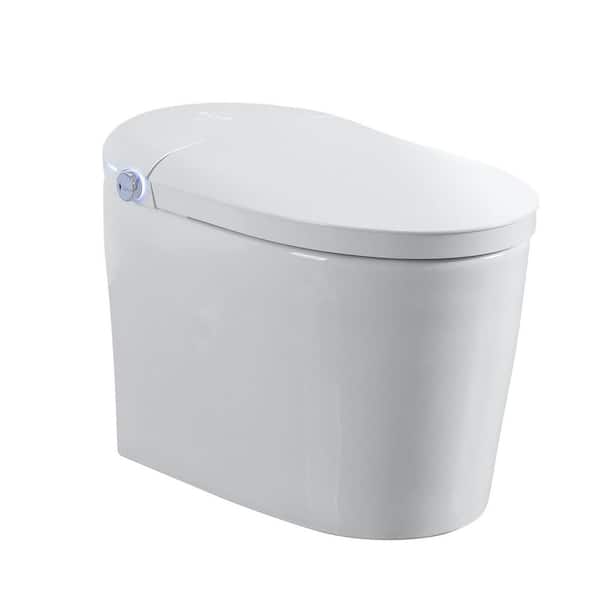 Smart Elongated Bidet Toilets in White with Remote, Auto Open/Close Cover, Front/Rear Wash, Warm Air Dryer and Light