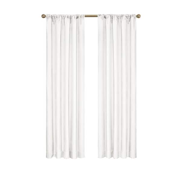 Eclipse Kendall Thermaback White Solid Polyester 42 in. W x 54 in. L Blackout Single Rod Pocket Curtain Panel