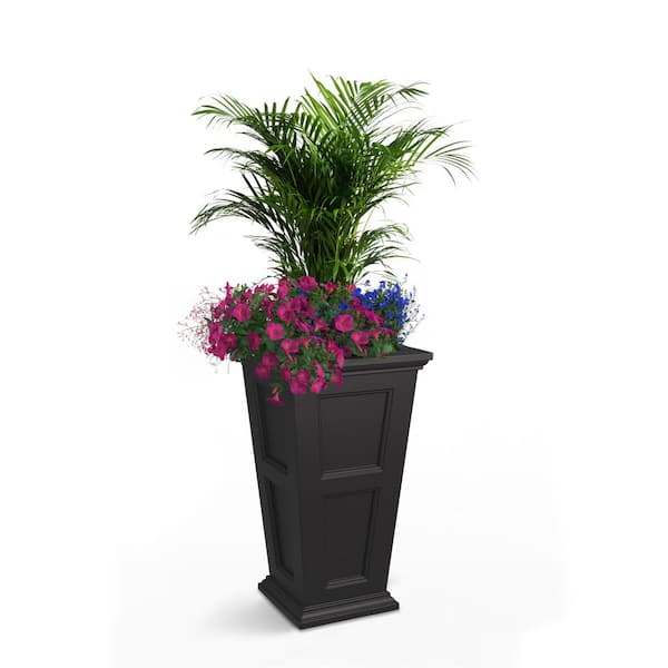 Mayne Fairfield 28 in. Tall Self-Watering Black Polyethylene Planter