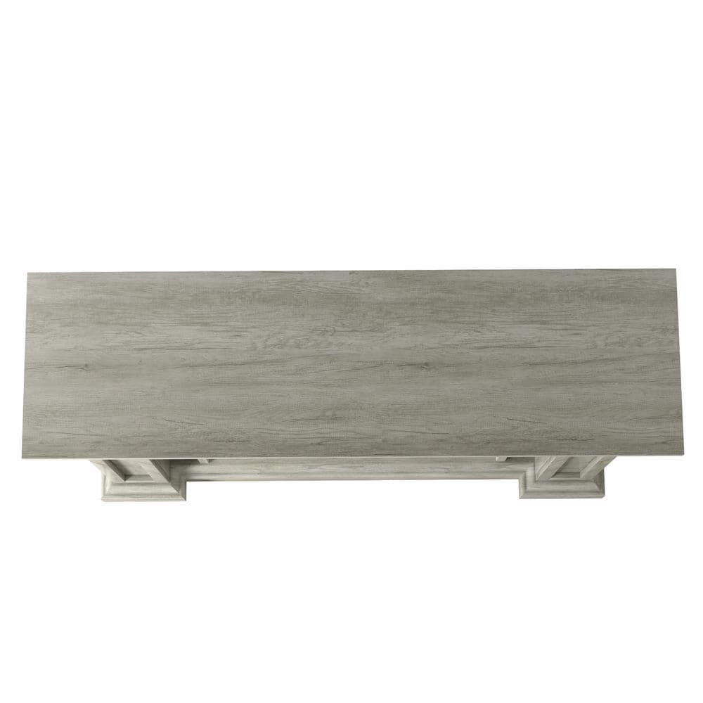 48'' Light Gray Freestanding Electric Fireplace with Realistic Flame