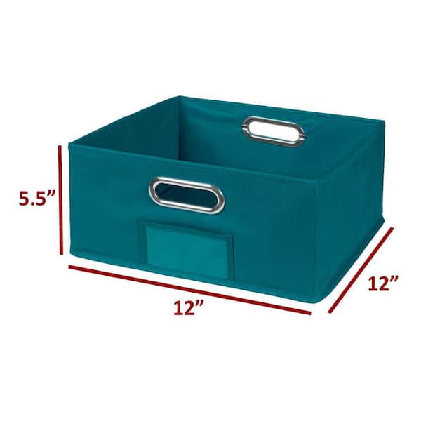 Regency 12 in. H x 12 in. W x 12 in. D Teal Fabric Cube Storage Bin, Blue