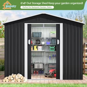 8 ft. W x 6 ft. D Outdoor Storage Shed Metal Tool Sheds with Lockable Doors 48 sq. ft., Gray