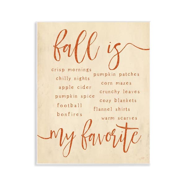Stupell Industries Favorite Fall Activities by Lux + Me Designs Unframed Graphic Typography Art Print 11 in. x 14 in.