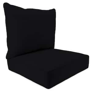 Sunbrella 24" x 24" Canvas Black Solid Rectangular Boxed Edge Outdoor Deep Seating Chair Seat and Back Cushion Set