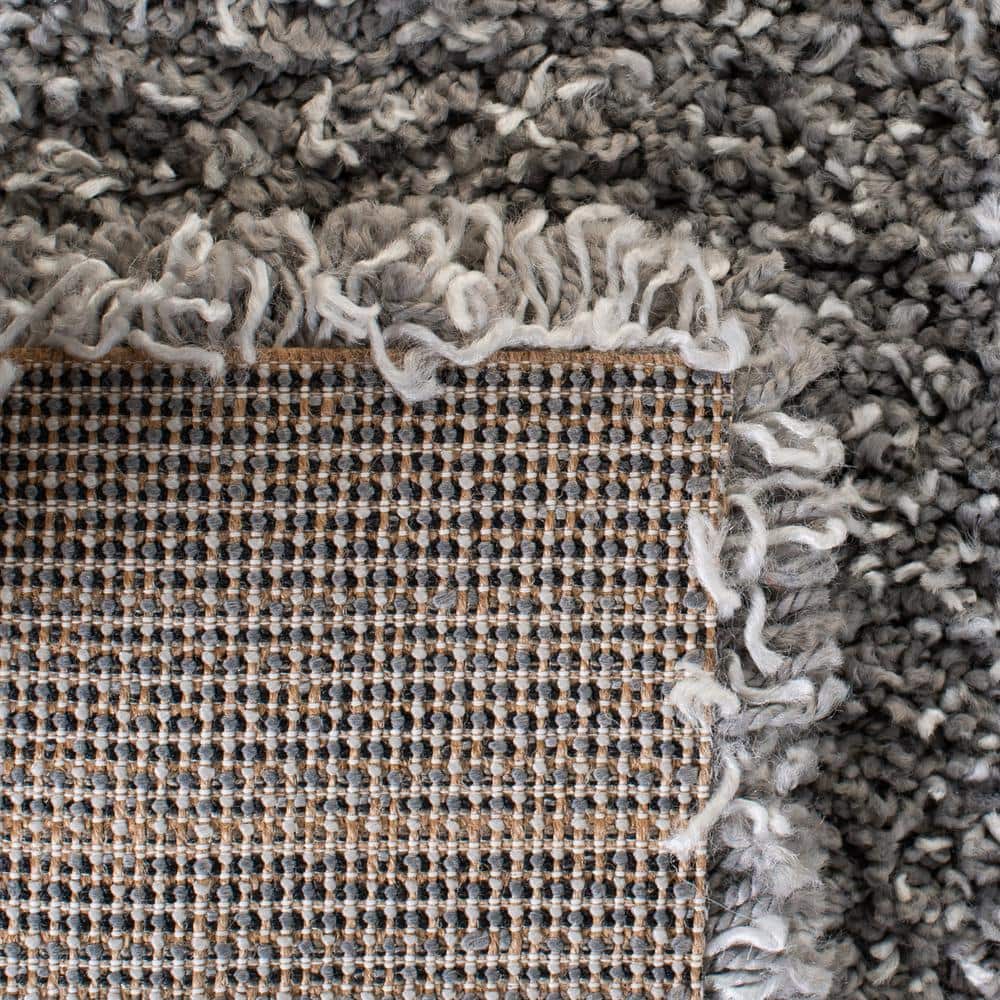 Gray Round Synthetic Shag Area Rug, 6'7"