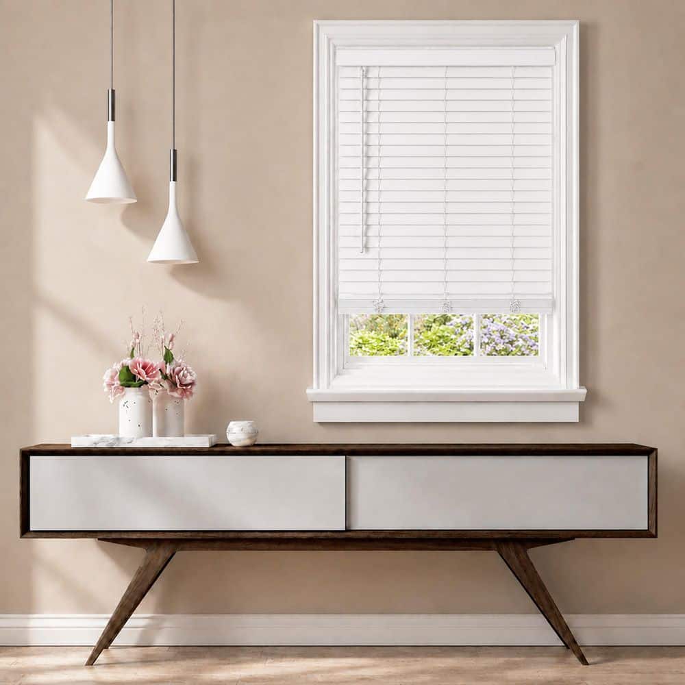 ACHIM GII Madera Falsa White Cordless Room Darkening Faux Wood