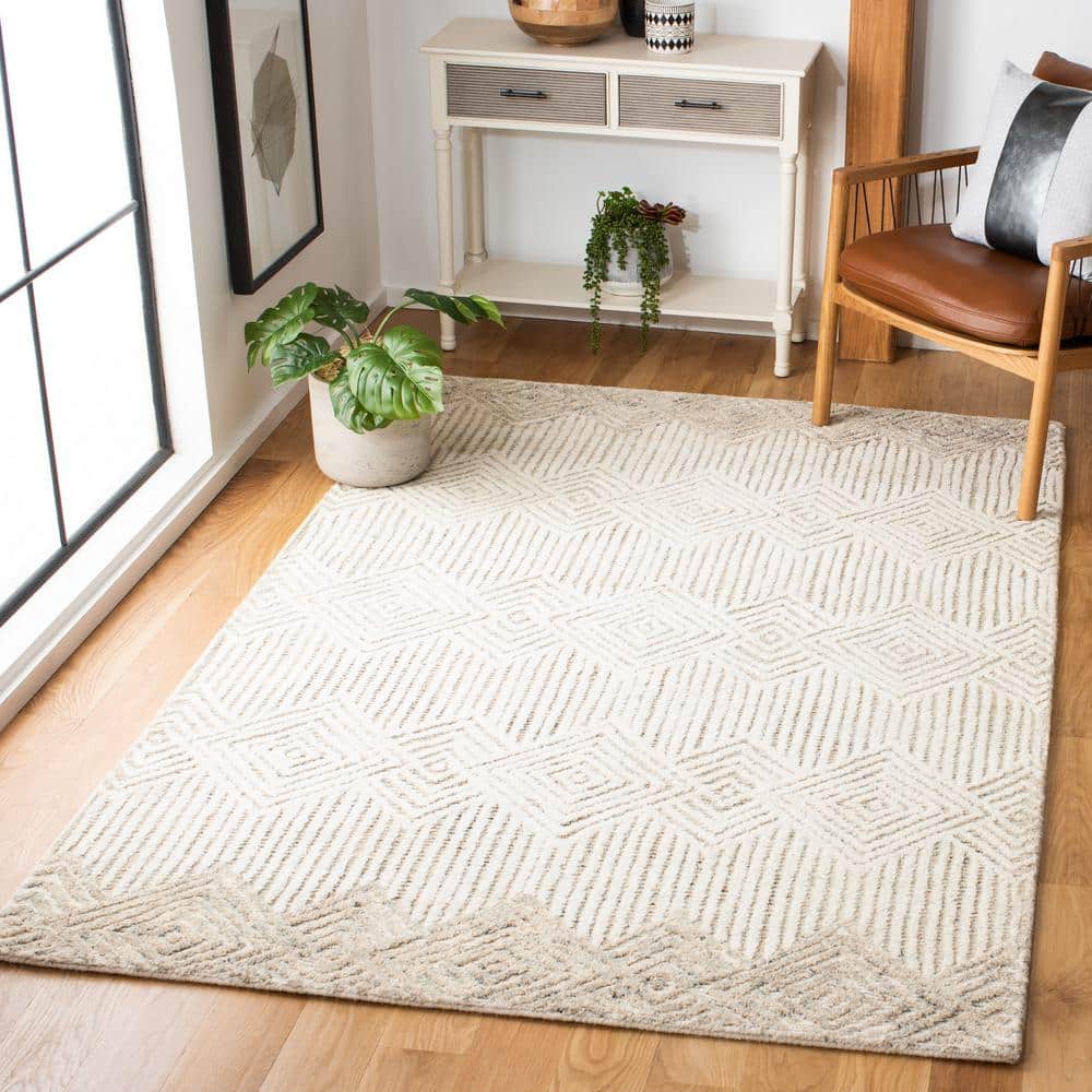 Ivory Elegance 6' Square Hand-Tufted Wool Area Rug