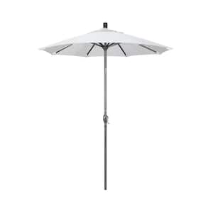 6 ft. Grey Aluminum Market Push Button Tilt Crank Lift Patio Umbrella in Natural Sunbrella