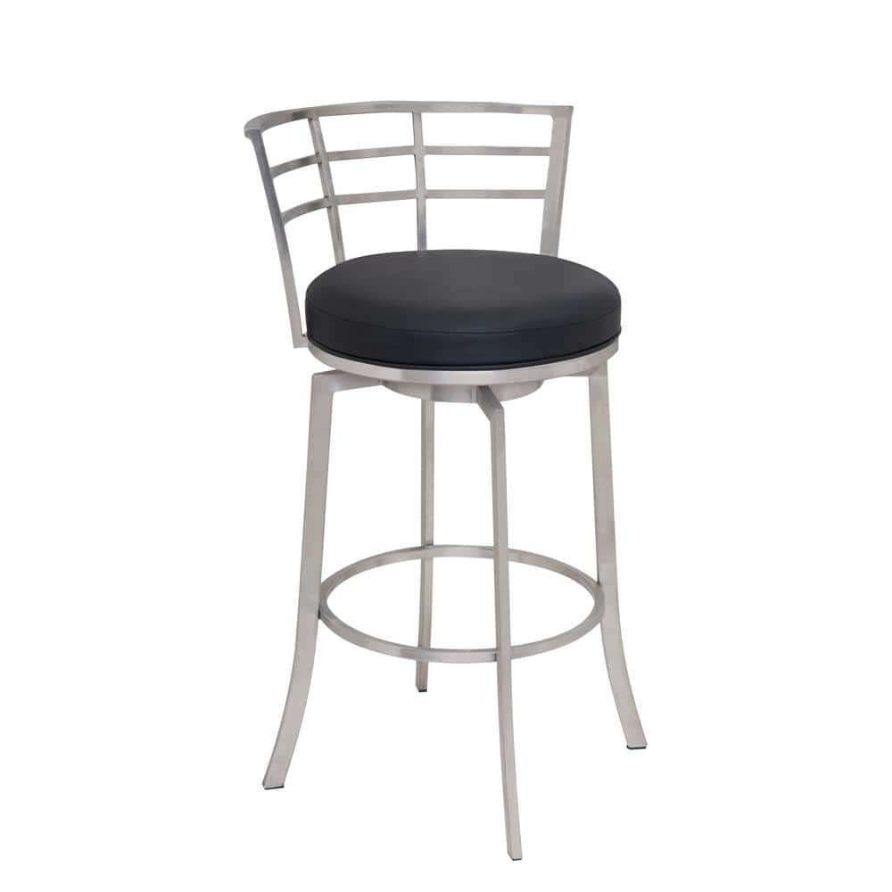 Sleek Modern 20" Black Leather Swivel Counter Stool