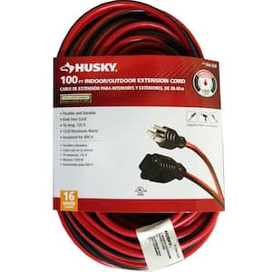100 ft. 16/3 Medium-Duty Indoor/Outdoor Extension Cord, Red and Black