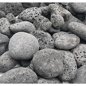 Rock Ranch 0.40 cu. ft. 30 lbs. 1 in. to 3 in. Naturally Tumbled BlackBeach Lava for Landscaping and Fire Features
