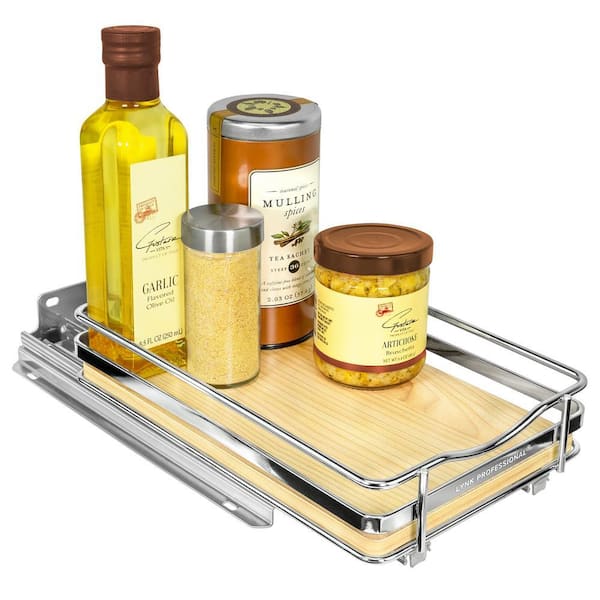 Elite Pull Out Spice Rack Organizer for Cabinet, 6-1/4 in. Wide, Wood-Chrome