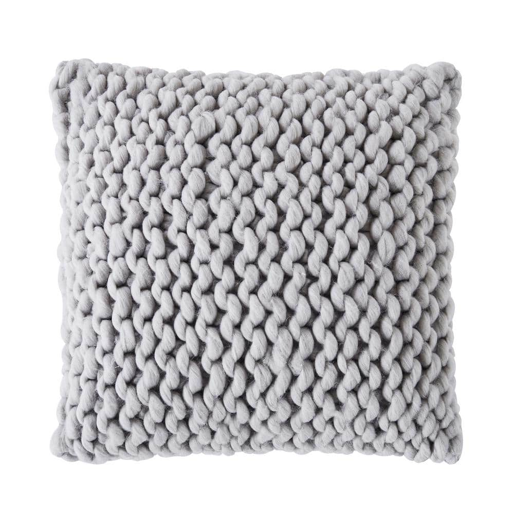 Chunky Yarn Hand-knitted Pillow Cover With Feather Down Pillow