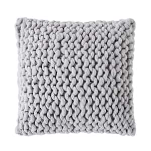 Macallister Grey Chunky Knit 18 in. x 18 in. Throw Pillow