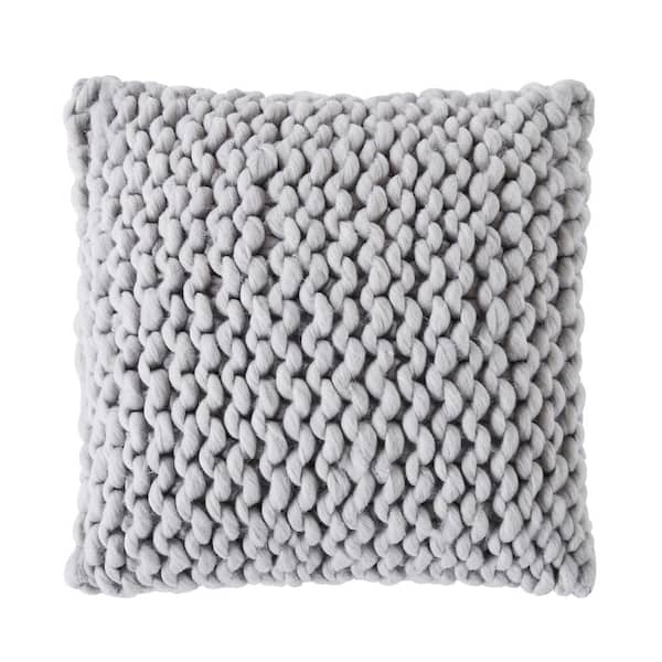 LEVTEX HOME Macallister Grey Chunky Knit 18 in. x 18 in. Throw Pillow