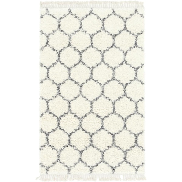 Unique Loom Hygge Shag Trellis Ivory 5 ft. x 8 ft. Area Rug