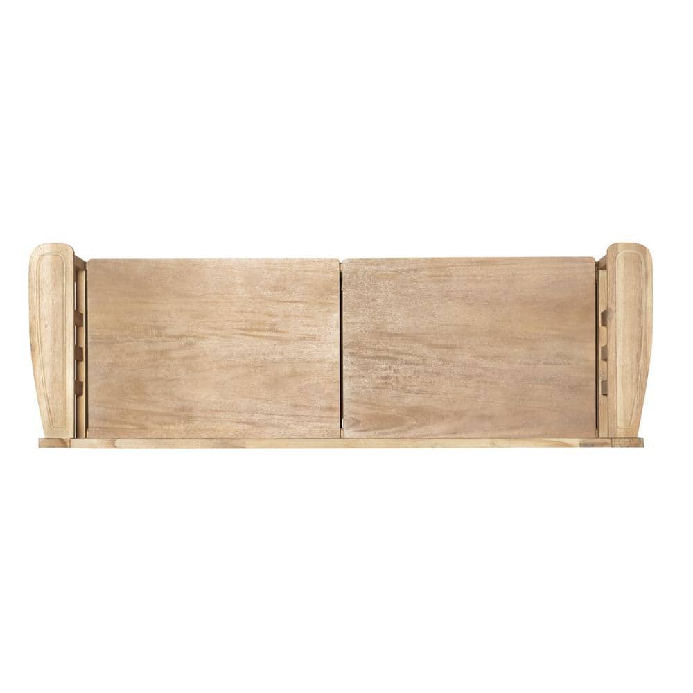 Rustic Iris 52" Natural Wash Wood Storage Bench with Split Seat