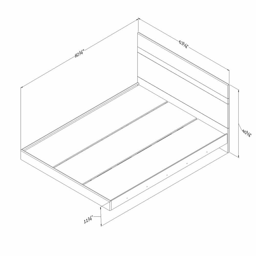 Queen Natural Walnut and Matte Black Floating Platform Bed