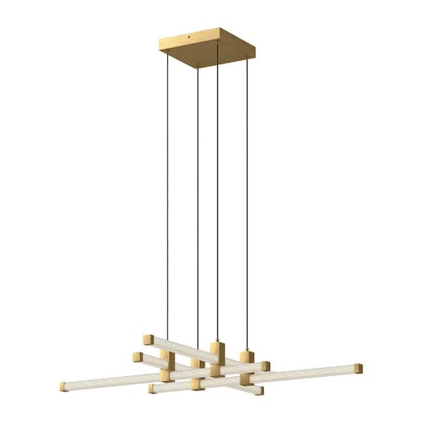 Blade 34 in. 4-Light 29-Watt Brushed Gold Integrated LED Chandelier