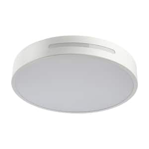 11.82 in. White Dimmable Integrated LED Modern Novel Hollow Circular Design Semi-Flush Mount Ceiling Light with Remote