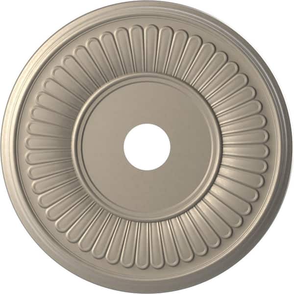 Ekena Millwork 1 in. x 22 in. O.D. x 3-1/2 in. P Berkshire Thermoformed PVC Ceiling Medallion Metallic Silver Metallic