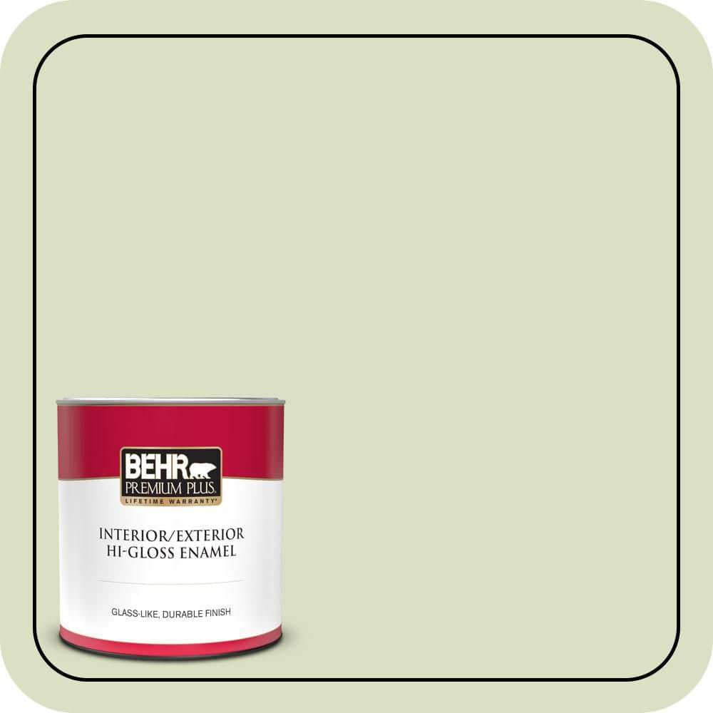 BEHR PREMIUM PLUS 1 qt. #MQ3-47 Airy Green Hi-Gloss Enamel Interior ...