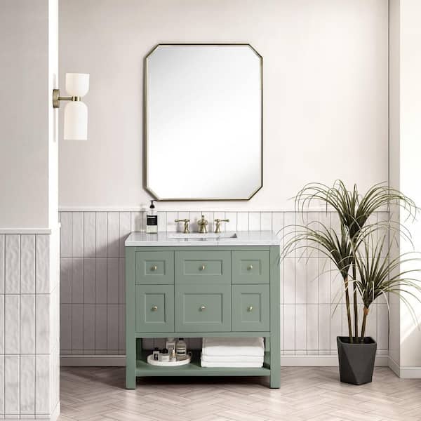 Breckenridge 35.9 in. W x 23.4 in. D x 33.0 in. H Single Bath Vanity Cabinet without Top in Smokey Celadon