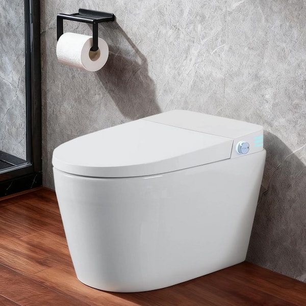 Tankless Elongated Smart Toilet Bidet in White with Auto Open/Close, Air Dryer, Digital Display, 1.1/1.6 Gal Per Flush