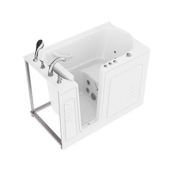 WTHDX Series 52 in. x 30 in. Left Drain Walk-In Whirlpool Bathtub in White with Quick Fill Faucet & Powered Fast Drain