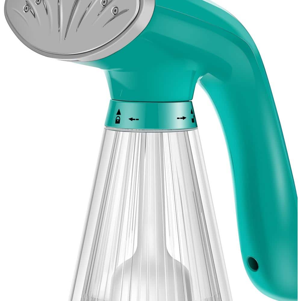 Teal Handheld Garment Steamer with Clear Ribbed Water Tank