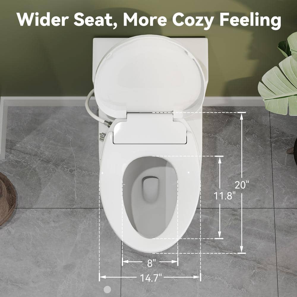 White Porcelain Elongated Dual Flush ADA Toilet with Bidet Seat
