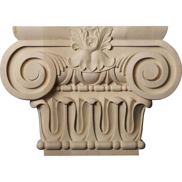 Ekena Millwork 2-5/8 in. x 12-7/8 in. x 9-1/8 in. Unfinished Wood Maple Large Bradford Roman Ionic Corbel