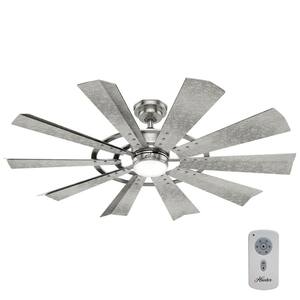 Crescent Falls 52 in. Integrated LED Indoor/Outdoor Galvanized Ceiling Fan with Light Kit and Remote