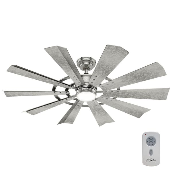 Hunter Crescent Falls 52 in. Integrated LED Indoor/Outdoor Galvanized Ceiling Fan with Light Kit and Remote
