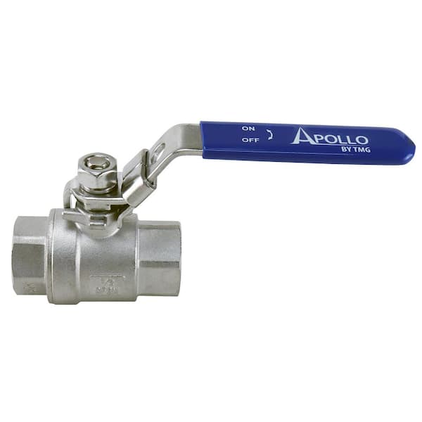 Apollo 1/2 in. x 1/2 in. Stainless Steel FNPT x FNPT 2-3/4 in. L Full-Port Ball Valve with Latch Lock Lever