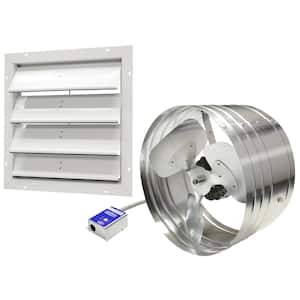 1600 CFM Silver Galvanized Electric Powered Gable Mount Attic Fan with Automatic Shutter