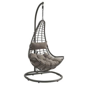 Uzae Steel Frame Outdoor Patio Swing Chair with Gray Fabric Cushion