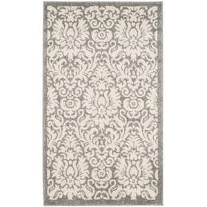 Amherst Dark Gray/Beige Doormat 3 ft. x 4 ft. Border Floral Geometric Area Rug