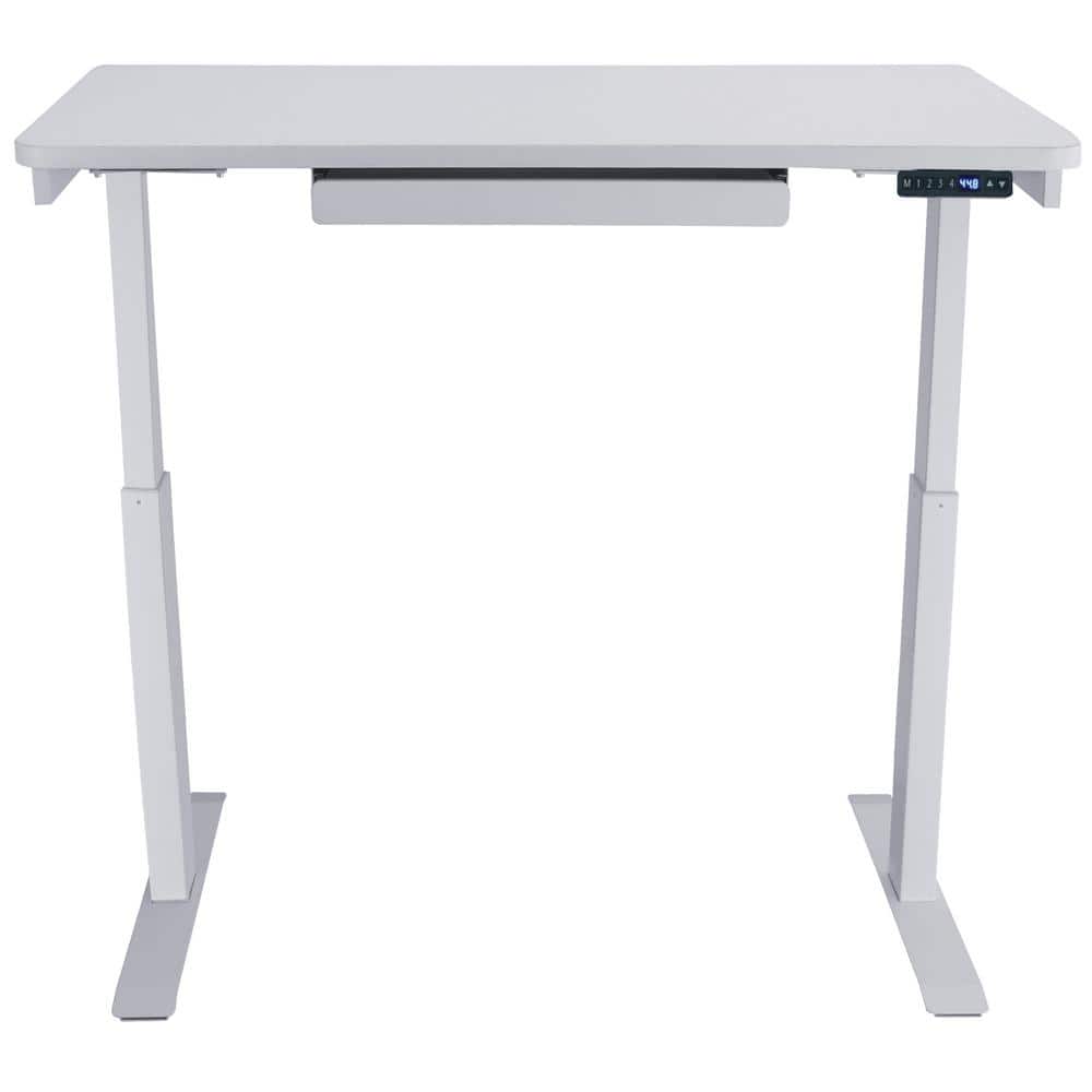 Sculpted White Electric Adjustable Desk with USB Port, 24"x48"