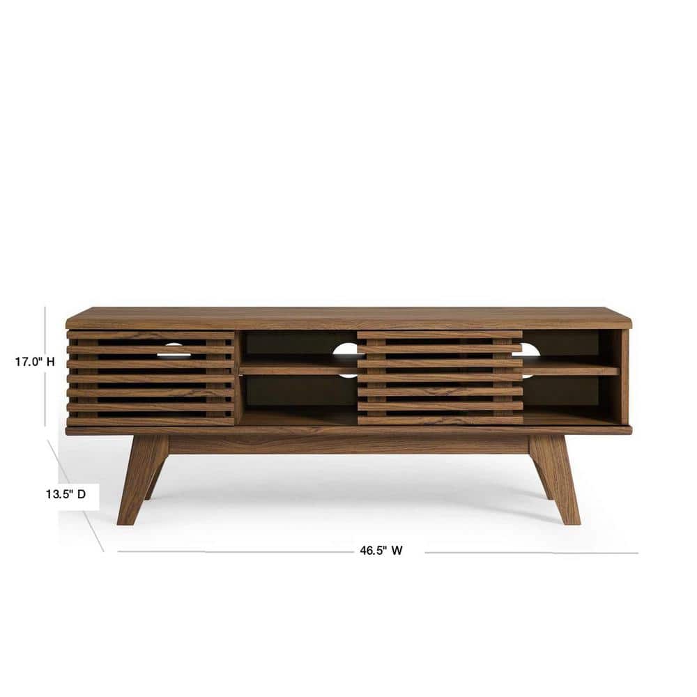 Walnut 46" Mid-Century Modern Media Console with Cabinet