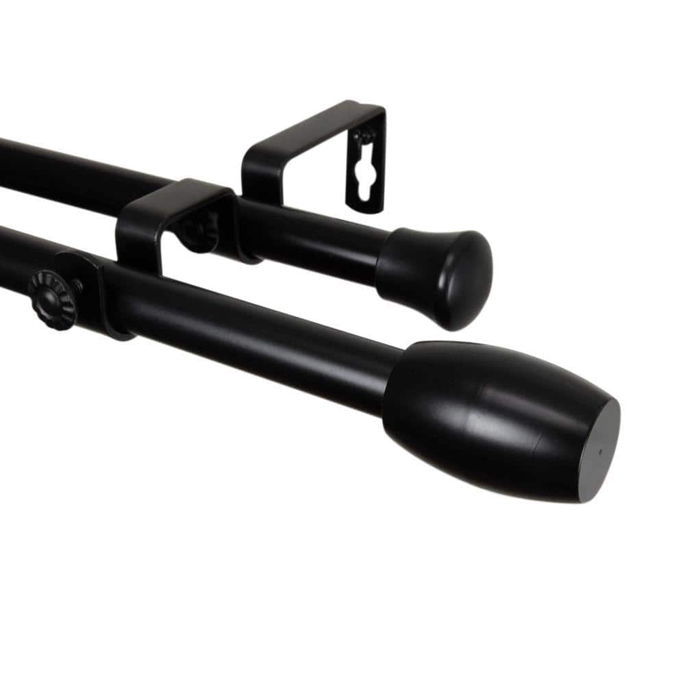 28 in. - 48 in. Black Telescoping Double Curtain Rod Kit with Harley Finial price history on PriceWatchPro
