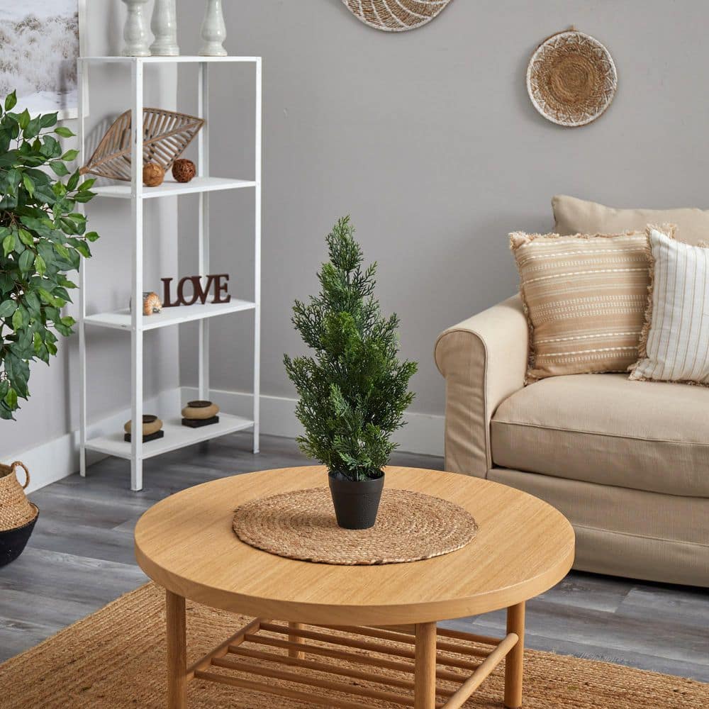 Mini Cedar Pine Tree 2' Green Silk Outdoor Topiary