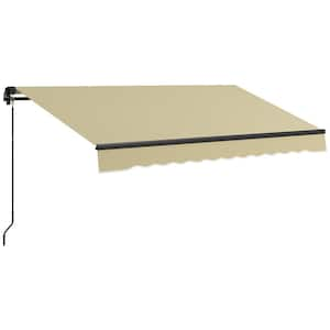 Retractable Awning 8.1 ft. x 9.6 ft. Beige Patio Awning Sunshade Shelter with Manual Crank Handle