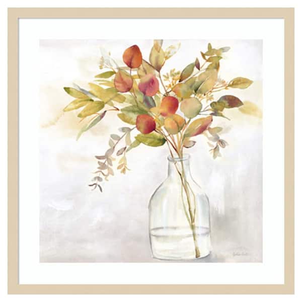 Amanti Art Eucalyptus Vase Fall I by Cynthia Coulter 25 in. W x 25 in. H. Wood Framed Wall Art Print Framed in Brown