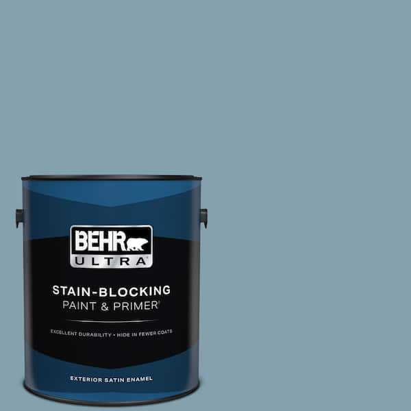 BEHR ULTRA 1 gal. #T14-14 Cloisonne Blue Satin Enamel Exterior Paint & Primer