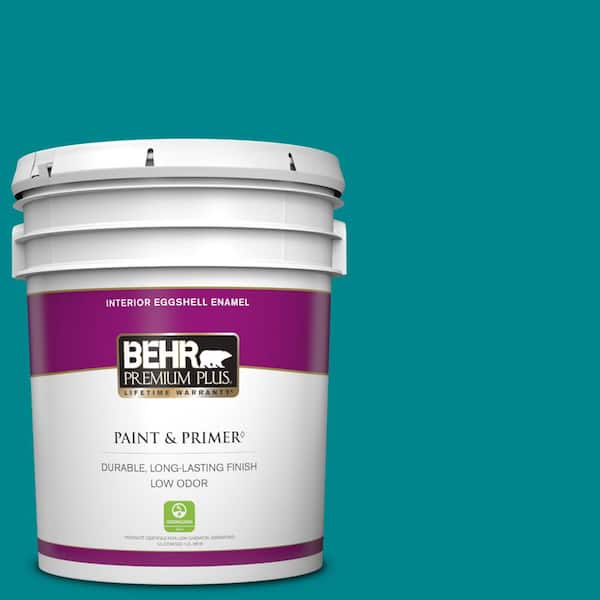 BEHR PREMIUM PLUS 5 gal. #500B-7 Tucson Teal Eggshell Enamel Low Odor Interior Paint & Primer