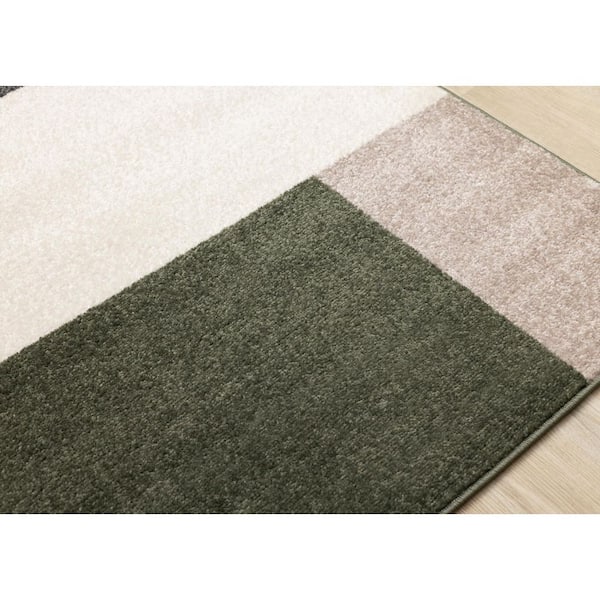 Eluna Collections 5 ft. x 8 ft. Green Geometric, Tonal/Solid Indoor Area Rug