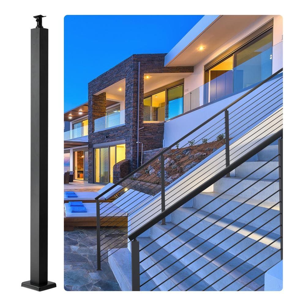 VEVOR Cable Railing Post 36 in. L x 2 in. W x 2 in. H Level Deck Railing Post Without Holes SUS304 Stainless Steel Rail Post