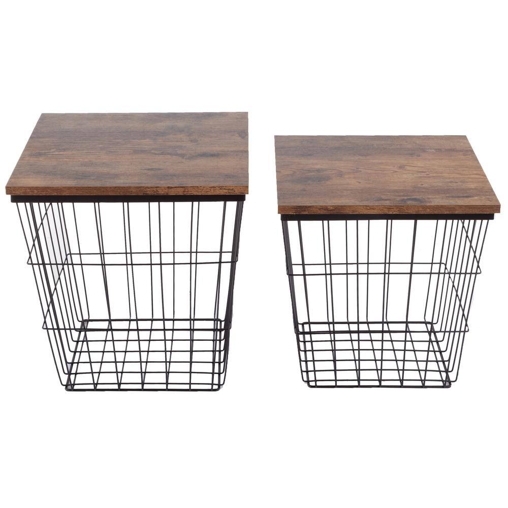 Industrial Farmhouse Nesting End Tables with Storage