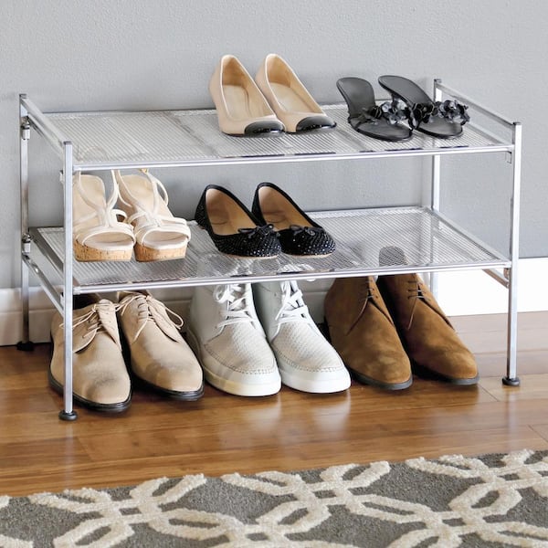 Seville Classics Iron Metal Shoe Rack, 3 Tier Shoe Storage Organizer,  Brown, 27.25-in W x 12.75-in D x 18.5-in H, Holds 12 Pairs of Shoes in the  Shoe Storage department at